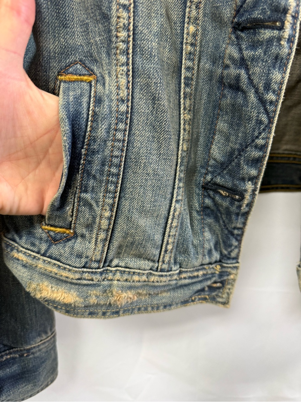Vintage Y2K Abercrombie & Fitch distressed denim trucker jacket Juniors Large - Picture 5 of 7
